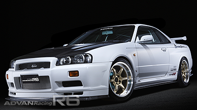 R34 SKYLINE GT-R tuned by Kansai Service<br>Machining & Racing Brass Gold